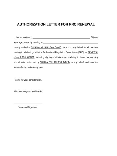 authorization letter for prc renewal.